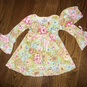 MAD SKY | Baby Girls 18m Spring Floral Long Sleeve Dress & Hat Set 18 months